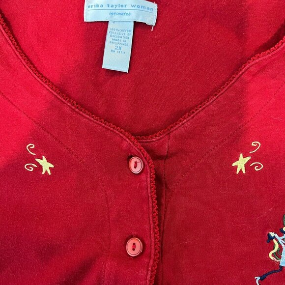 Erika Taylor Woman Intimates Top 2X Holiday Print Sleepwear Long Sleeve Popover - Picture 7 of 9